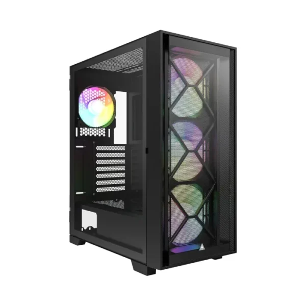 Montech Air 1000 Premium Mid Tower Two Panel Front & Left Side Tempered Glass Case with 4 RGB Fans - Black